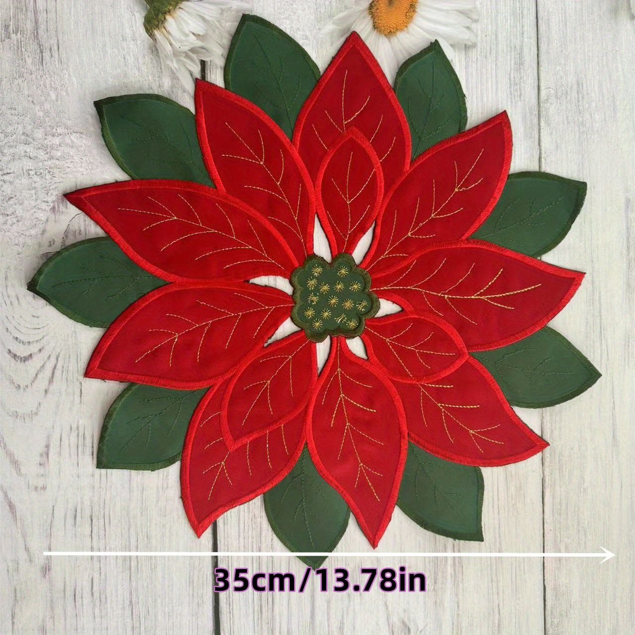 4/2PCS 35X35CM Christmas Embroidered Table Flag Tablecloth European Embroidered Placemat Modern Nordic Circular Cover Tablecloth