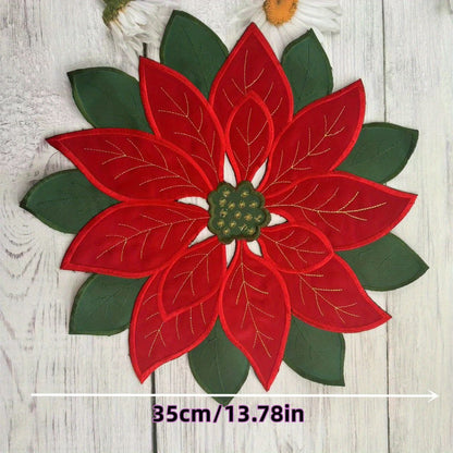 4/2PCS 35X35CM Christmas Embroidered Table Flag Tablecloth European Embroidered Placemat Modern Nordic Circular Cover Tablecloth