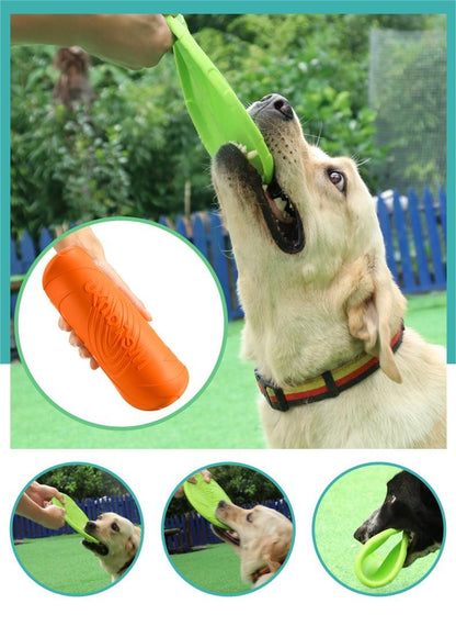 OUZEY Brinquedos de Disco Voador Resistente à Mordida para Cães, Brinquedos Multifuncionais para Treinamento de Filhotes, Jogos Interativos ao Ar Livre, Produtos para Cães de Estimação