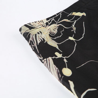 Goth Dark Y2K Aestheics Double Layer Mesh A-line Skirt Women Fashion Florals Pri