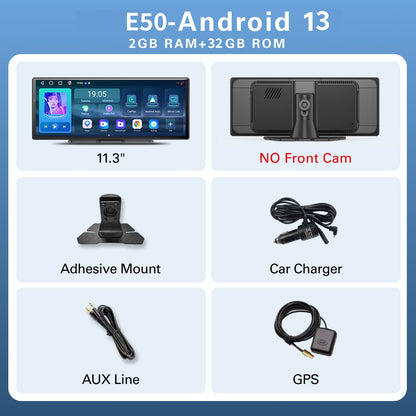 W60 11.3'' 8 Núcleos Android 14 6+128GB Player Multimídia Carplay&Android Auto WiFi 5G Google Play Youtube Netflix Atualização OTA