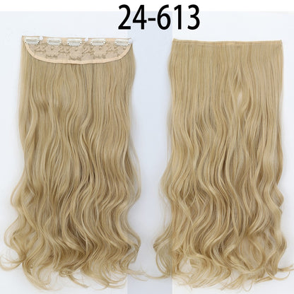 Apliques de Cabelo Sintético Liso Comprido de 5 Clipes 22'' Fibra de Alta Resistência ao Calor Preto Castanho Loiro