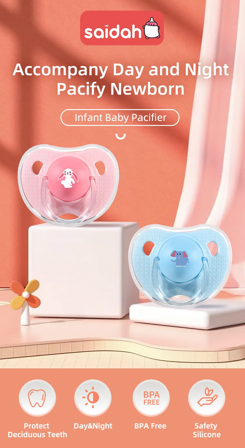 Cartoon Pattern Thumb Shape Toddlers Soothe Kids Newborn Baby Silicone Teething Pacifier