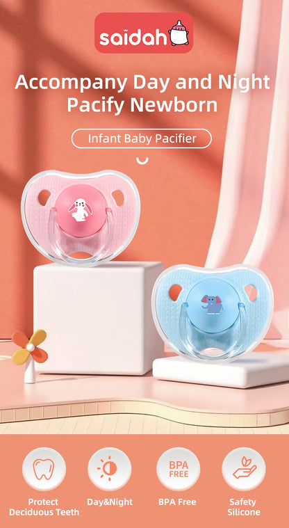 Cartoon Pattern Thumb Shape Toddlers Soothe Kids Newborn Baby Silicone Teething Pacifier