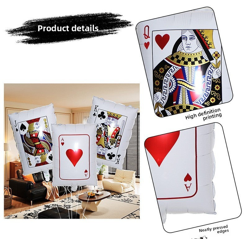 10Pcs Poker Cards Casino Balloon Aluminum Foil Balloons Wedding Christmas Party Shower Birthday Decoration Heart Club