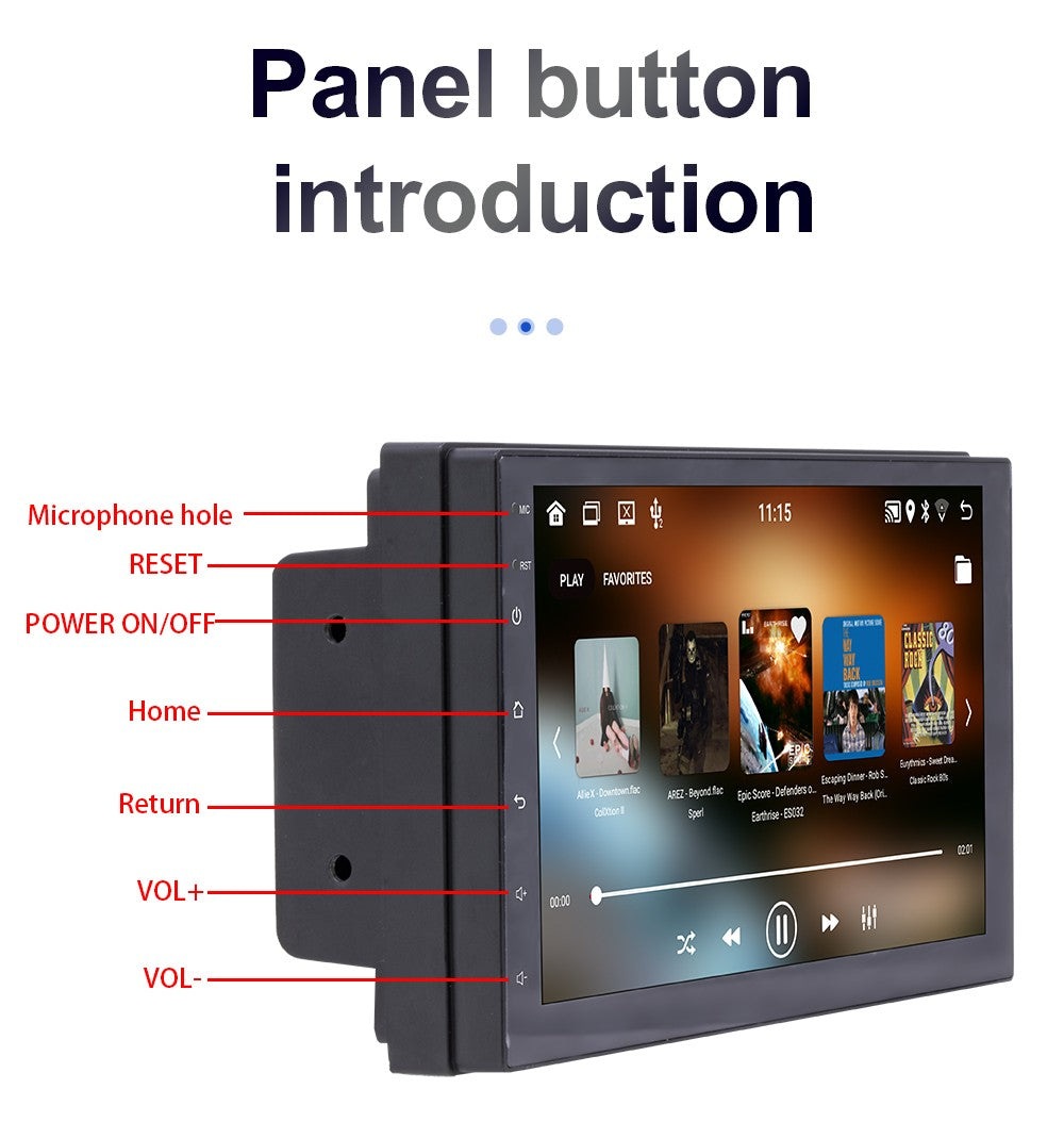 BQCC 7" Quad Core RAM ROM 2GB 32GB Android 13 ASP 16EQ WIFI GPS Navegação Rádio Automotivo Mirrorlink Carplay Car Palyer Para Universal