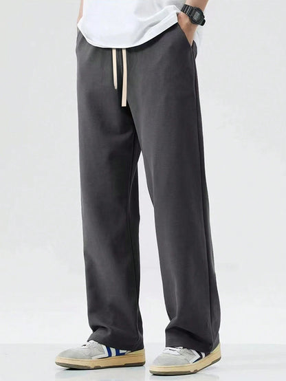 Autumn and winter men's straight knitted sports pants casual comfortable loose straight pants four seasons street wear