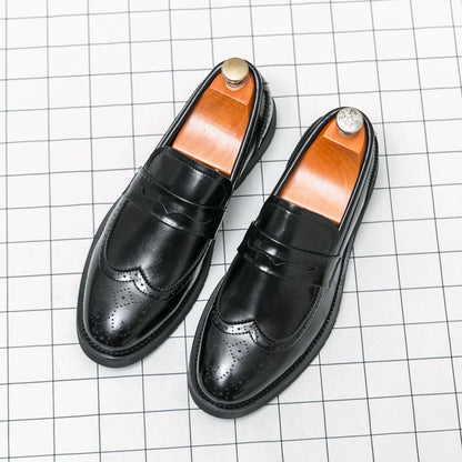 Men's Autumn Casual Leather Shoes Business Lazy Wedding Work Formal Comfortable Breathable Leather Footwear for Men