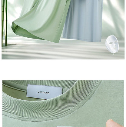 64% Cotton 25% Bamboo Fiber Cool T Shirt Men Short Sleeve Summer Tops For Men Round Neck Skin Friendly Solid Color Male Clothes