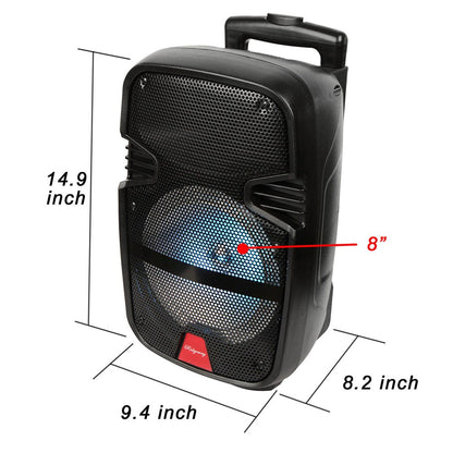 Caixa de Som Portátil Bluetooth Sem Fio 3000 Watts para Festas com Microfone e Controle Remoto, Subwoofer de 8 polegadas, Áudio Grande de Alta Qualidade