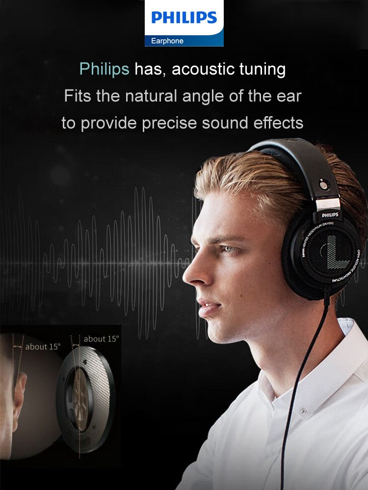 Philips SHP9500 Headphone HiFi Stereo Wired Earphone Computer Online Learning Earbuds Esports Game 3.5mm 6.3mm Universal Headset