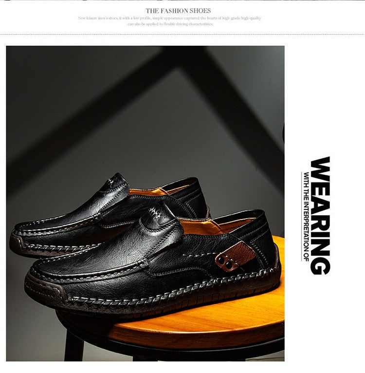 Novos Sapatos Masculinos de Couro Feitos à Mão Casuais Confortáveis Mocassins Masculinos de Couro Slip On Sapatilhas Masculinas Venda Quente Calçados para Caminhada ao Ar Livre