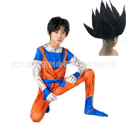 Kids Adult Suit Son Goku Majin Vegeta Cosplay Costume Anime Superhero Jumpsuit Black Hair Halloween Costume