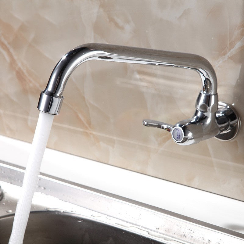 Torneira de Cozinha de Parede Monocomando para Pia com Rotação, Água Fria, Tanque de Limpeza, Torneira de Lavatório em Latão