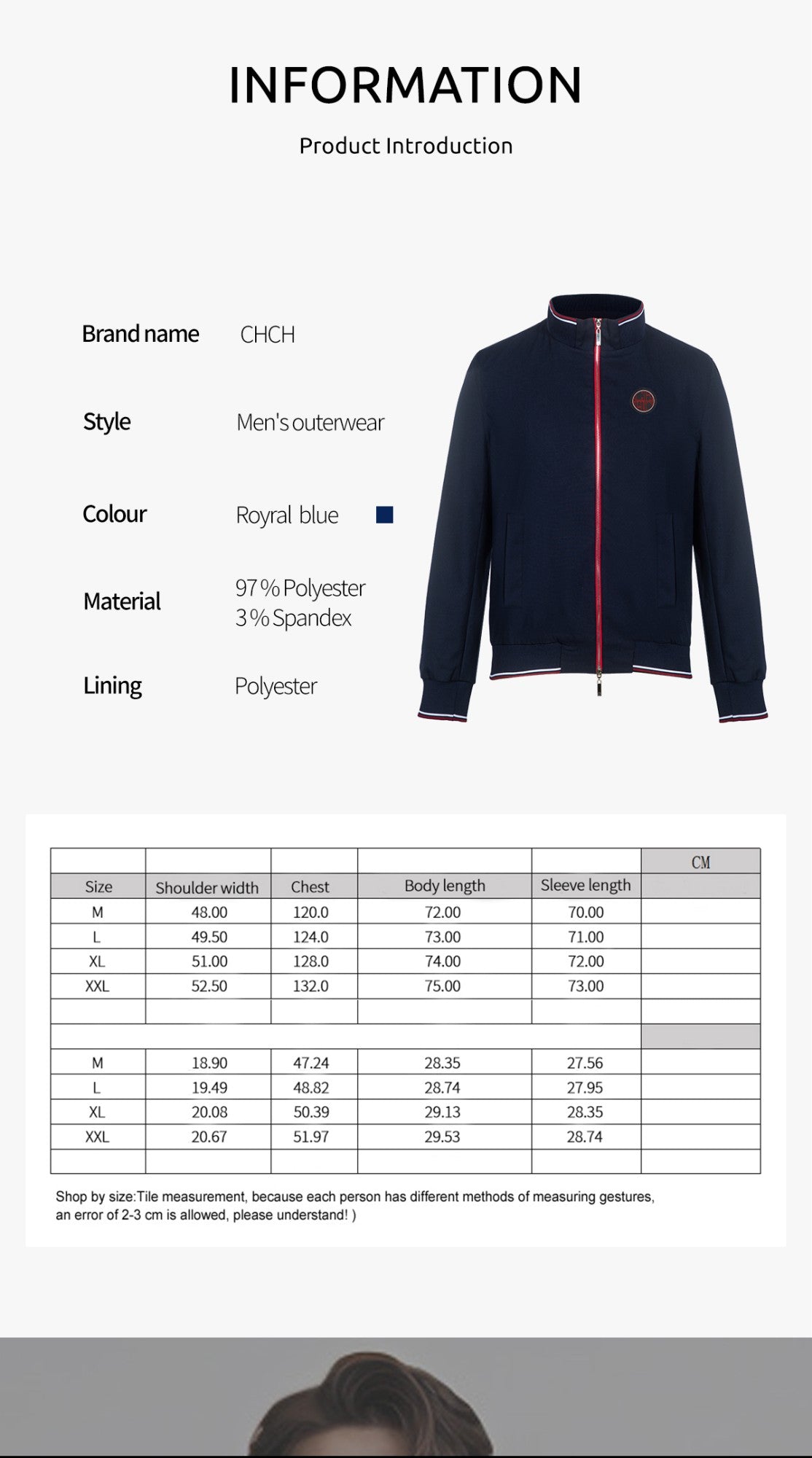 CHCH 2025 Spring New Men's Jackets Solid Sports Jacket Men Business Casual Autumn Thin Coat Zip Up Coat with Pockets Clothing