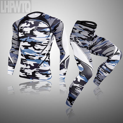 Men Compression Jogging suit Winter Thermal underwear Sports Suits Warm Men's Tr