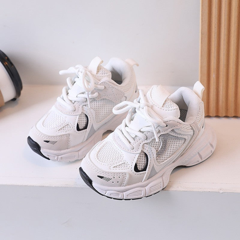 Kids Casual Sports Shoes with Thick Soles Boys Girls Fashion Versatile Sneakers 2024 New Children Mesh Breathable Running Shoes