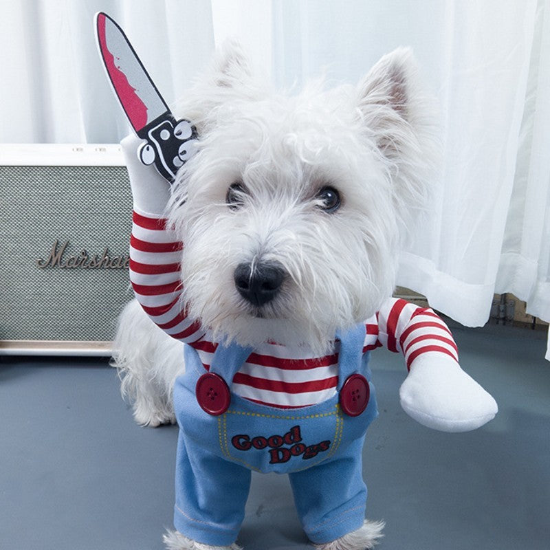 Roupas Engraçadas para Gatos e Cães, Roupa de Cosplay para Pets, Macacão, Fantasia de Halloween, Vestido para Cães Chihuahua, Bulldog Francês, Roupinhas para Cães