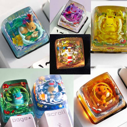 Teclas personalizadas de resina fundida com tema de Pokémon, Pikachu, Gengar para teclado mecânico - Presente personalizado