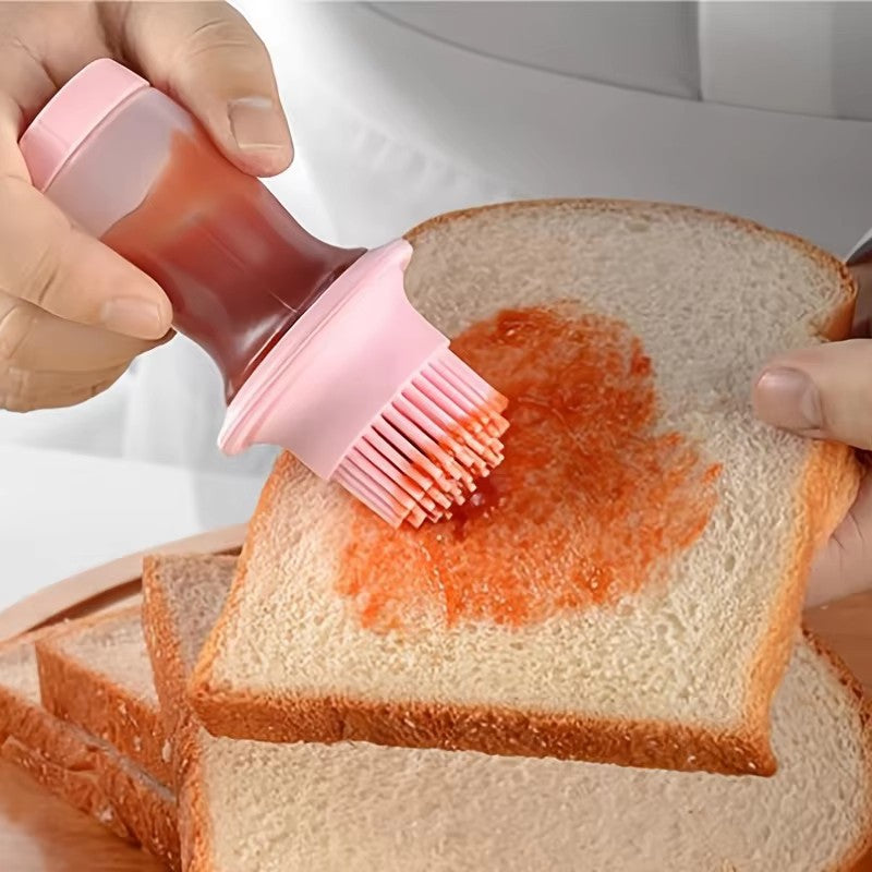 Silicone Pressing Oil Bottle Brush with Lid Baking Sauce Bottle Salad Dressing Bottle Barbecue Sauce Brush Oil Brush Tool