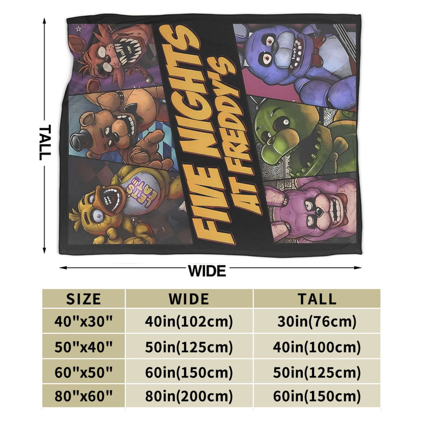 FNAF At Freddys Blankets Fleece Textile Decor Multi-function Super Soft Throw Blankets for Sofa Bedroom Bedspreads