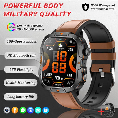 2025 Novo Para Xiaomi Militar Grau Smart Watch Masculino Tela AMOLED de 1.96" 5ATM À Prova D'Água Esportes Rastreador de Fitness Chamada BT Smartwatch