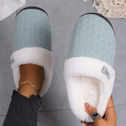 Platform Fluffy Slippers Women House Plush Fashion Designer Winter Shoes Ladies Flats Warm Home Casual Footwear Elegant Big Size
