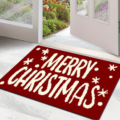 VIKAMA Merry Christmas Welcome Home Rug Suitable for Bedrooms, Hallways and Entrances Soft and Comfortable Doormat Home Decor