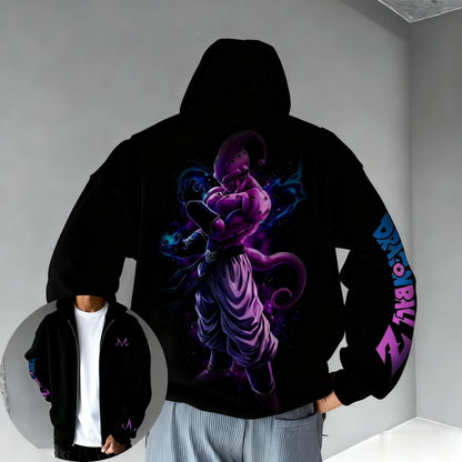 Oversized Dragon Ball Majin Anime Zipper Hoodie Long Sleeves Tops Casual Pullover Men Women Sweatshirt Streetwear Autumn Fashion