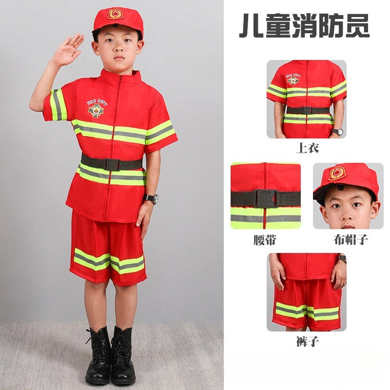 Children's Firefighter Performance Costume Kids Sets Boys and Girls Cosplay Fireman Clothes Festival Stage Show Clothes