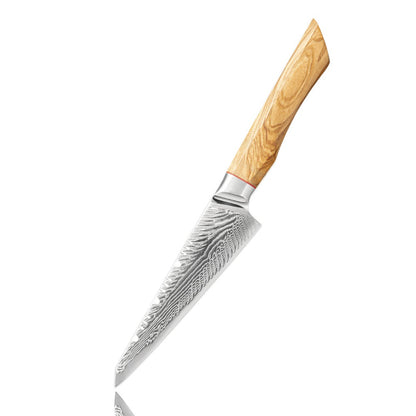 Conjunto de facas de cozinha para chef Damasco 67-LAY, faca japonesa Santoku Nakiri, faca utilitária, faca para desossar, faca de cozinha com cabo de madeira de oliveira HD