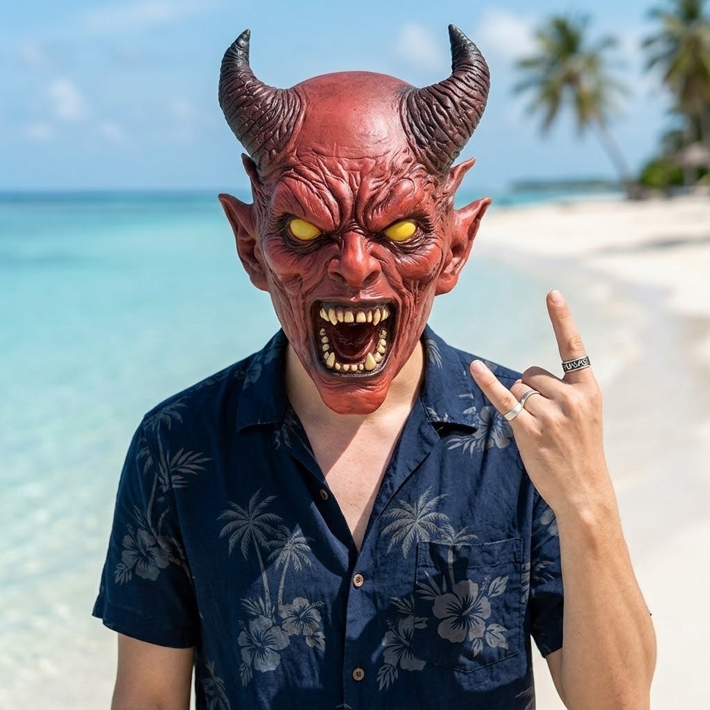 Realistic Demon Devil Mask Horror Latex Full Head Mask Scary Halloween Cosplay Costume Party Mask For Adult Carnival Horror Prop