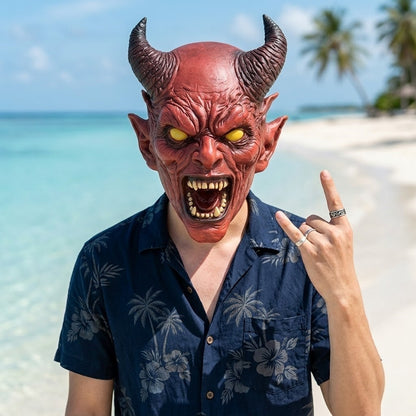 Realistic Demon Devil Mask Horror Latex Full Head Mask Scary Halloween Cosplay Costume Party Mask For Adult Carnival Horror Prop