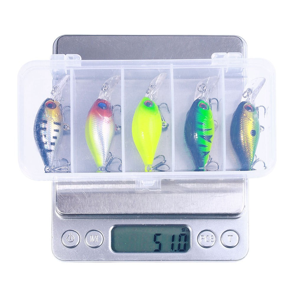 5 iscas artificiais de pesca tipo Crankbait para Robalo e Peixe-Rocha, 4.4g 5cm, superfície, Crank Wobblers para pesca de Lúcio