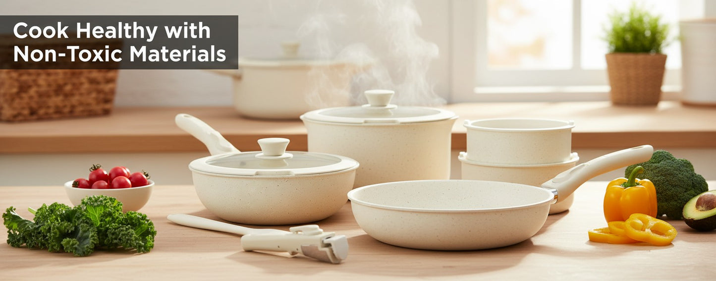 12 Pcs Ceramic Nonstick Cookware Set, Carote Pots and Pans with Removable Handles, Non-Toxic Cow Print Design Kitchen Essentials