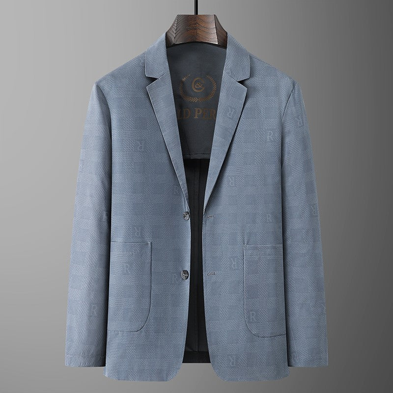 Large Size Thin Ice Silk Suit High Elastic Lightweight Breathable Casual Sun-Protective Smooth Light Luxury Jacket