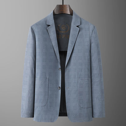 Large Size Thin Ice Silk Suit High Elastic Lightweight Breathable Casual Sun-Protective Smooth Light Luxury Jacket