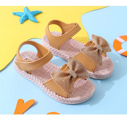 Girls Sandals Summer New Arrival Korean Style Big Kids Casual Flat Soft Sole Princess Shoes Versatile Little Girls Beach Sandals