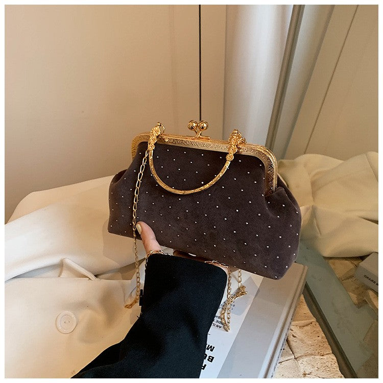 Luxury Design Women's Evening Clutch Purse Dinner Party Ladies Small Clip Shoulder Bag Handbags Retro Female Chain Crossbody Bag