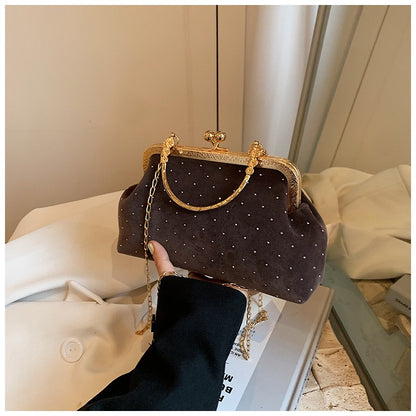 Luxury Design Women's Evening Clutch Purse Dinner Party Ladies Small Clip Shoulder Bag Handbags Retro Female Chain Crossbody Bag