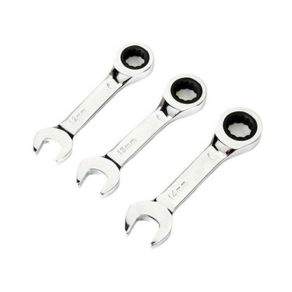 Short Handle Ratchet Spanner 6/7/8/9/10/11/12/13/14/15/16/17/18/19mm Fix Head Ratcheting Wrench Professional Spanner Hand Tools