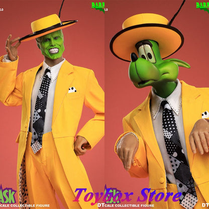 DARK TOYS DTM008 DX 2.0 Versão de Luxo 1/6 A Máscara Jim Carrey com Rosto Verde Terno Amarelo Figura de Ação 12 polegadas Modelo para Exibição