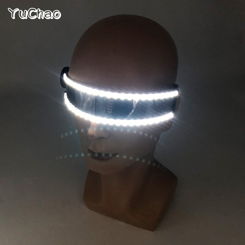 Led Glasses NightClub Masquerade Concert Club Neon Accessories Cool Vogue Flashing LED Futuristic Glasses Men Metal Cool Glasses