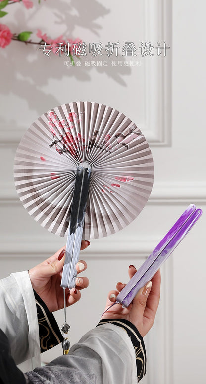 Chinese Japanese Style Silk Fan Folding Fan Wedding Fan Art Gifts Dance Hand Fan Vintage Bamboo Folding Hand Held Flower Fan