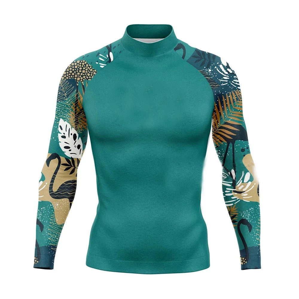New Men's Surfing Shirt Spray Camo Lycra Rashguard Surf Sportswear Beach UV Swimwear UPF50+ Clothes