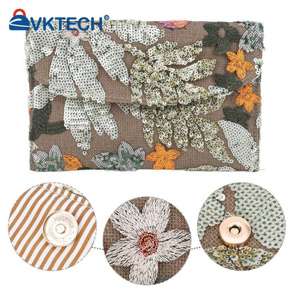 Straw Bag Evening Clutch Sequin Envelope Package Embroidered Handbag for Wedding Vacation Travel