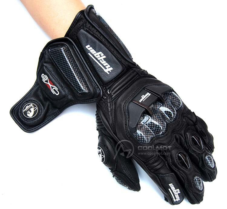 Luvas de Couro Genuíno Masculinas para Motociclistas com Fibra de Carbono, Luvas de Motocross com Proteção de Segurança, Tela Sensível ao Toque, para Dirigir ao Ar Livre, Guantes Moto