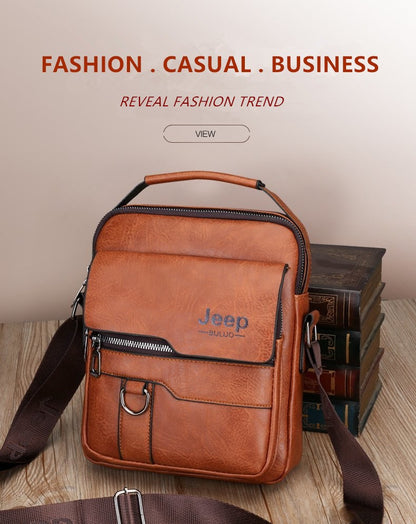 JEEP BULUO Luxury Brand Men Crossbody Messenger Bags Business Casual Handbag Male PU Shoulder Bag Large Capacity