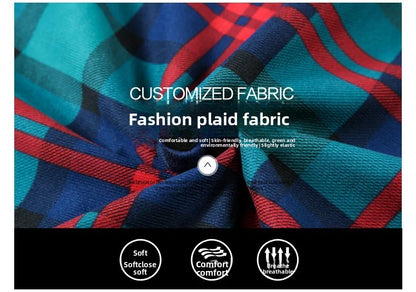 Women's Fleece Lined Long Sleeve Shirt Mid Length Thick Winter Warm Korean Style Elastic plus Size Plaid Patterned Button up