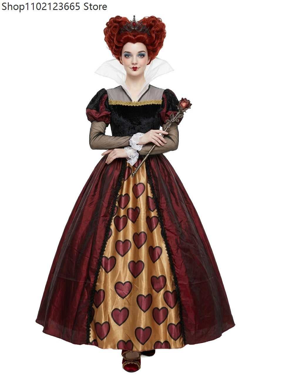New Red Queen Of Hearts Dress Wonderland Red And Black Dress For Adult Halloween Party Retro Court Alice Role Play Costume 2026